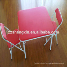 Secretária e cadeiras para crianças de jardim de infância Conjuntos de mesa dobrável de moldura de metal